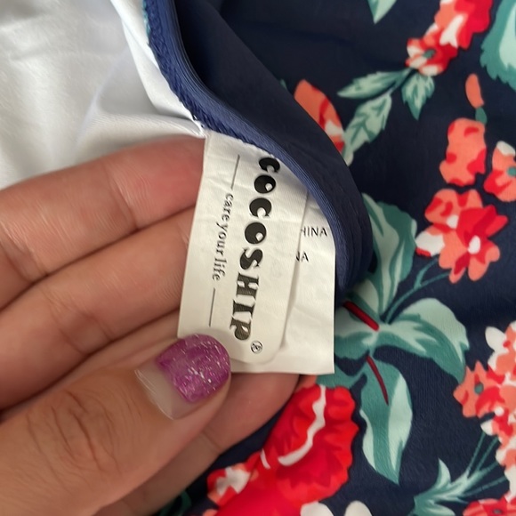 Cocoship XL Floral One Piece Backless Swimsuit with Long Ties - Picture 5 of 7